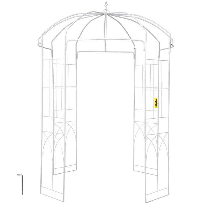 VEVOR Birdcage Shape Garden Arbor, 9\' High x 6.6\' Wide, Heavy Duty Wrought Iron Arbor, Wedding Arch Trellis for Climbing Vines in Outdoor Garden, Lawn, Backyard, Patio, White