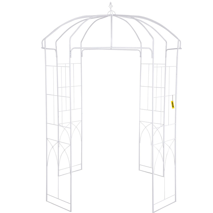VEVOR Birdcage Shape Garden Arbor, 9\' High x 6.6\' Wide, Heavy Duty Wrought Iron Arbor, Wedding Arch Trellis for Climbing Vines in Outdoor Garden, Lawn, Backyard, Patio, White
