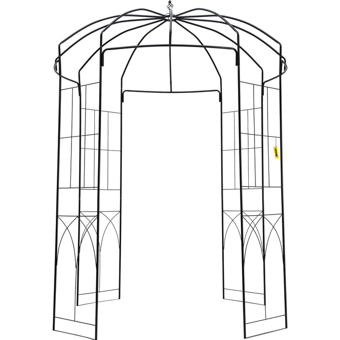 VEVOR Birdcage Shape Garden Arbor, 9\' High x 6.6\' Wide, Heavy Duty Wrought Iron Arbor, Wedding Arch Trellis for Climbing Vines in Outdoor Garden, Lawn, Backyard, Patio, Black