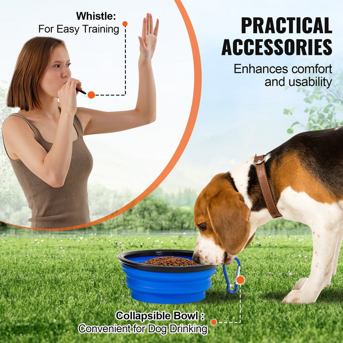 Dog Agility Training Equipment, 4 PCS Set with Adjustable High Hurdles,6 Weave Poles,Jump Ring,Square Pause Box,Whistle,Foldable Bowl, Puppy Obstacle Course Kit for Backyard, Indoor, Outdoor