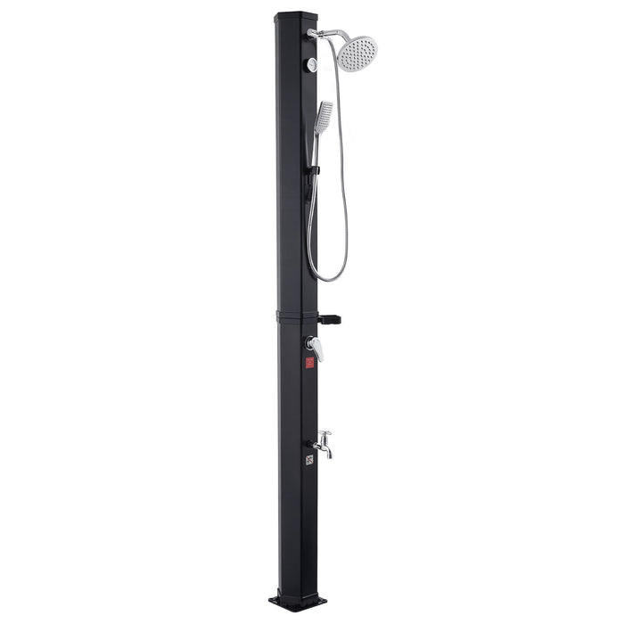 VEVOR 40L Solar Heated Shower, 205cm Showerhead Height Outdoor Shower, with Handheld & Foot Faucet, Hot & Cold Water Adjustment, Freestanding for Backyard Poolside Beach Pool, Black