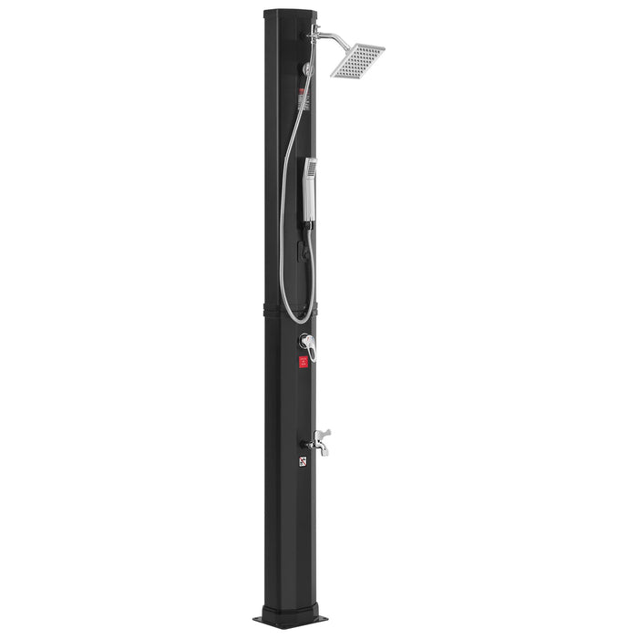 VEVOR Outdoor Solar Heated Shower, 40L Poolside Shower Kit with 2 Shower Head and Foot Shower Tap, Handheld/Hanging Two Modes Fast Assembly W/ Pre-Drilled Hole for Outdoor Backyard Poolside Beach Spa