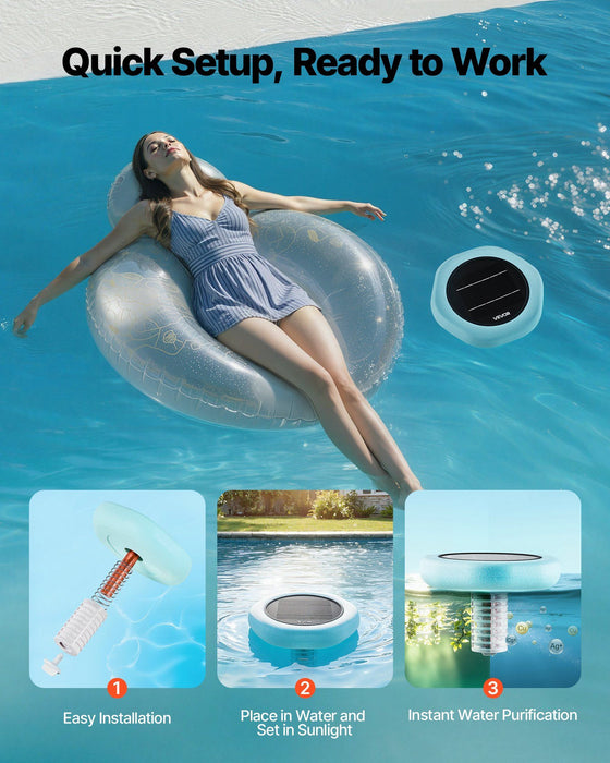 Solar Pool Ionizer, Hexagon Copper Pool Ionizer Up to 170343 L, Floating Automatic Water Cleaner and Purifier, Chlorine Free Water, with Copper Anode, Spring, Brush and Filter for Pools & Spas