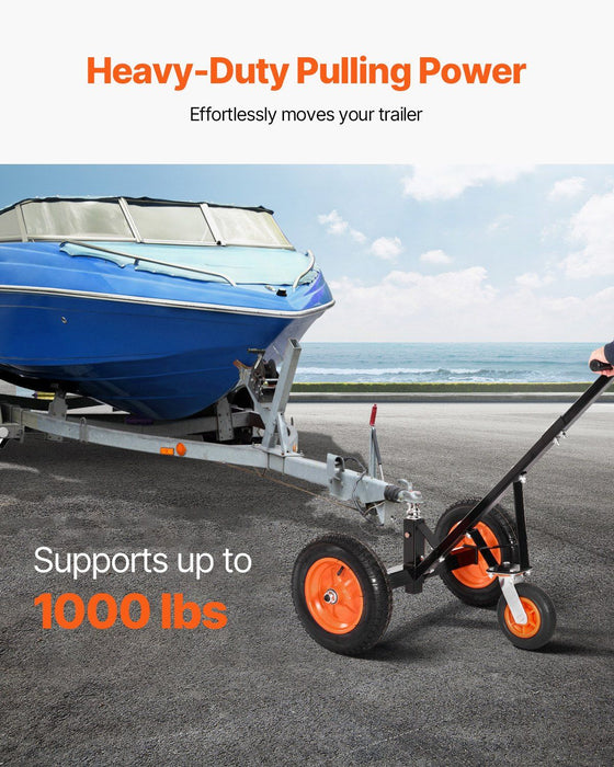 Trailer Dolly, 1000lbs Tongue Weight Capacity, Carbon Steel Trailer Mover with 2 inch Ball, 14 inch Pneumatic Tires, Portable Tow Dolly for Moving RV Trailer