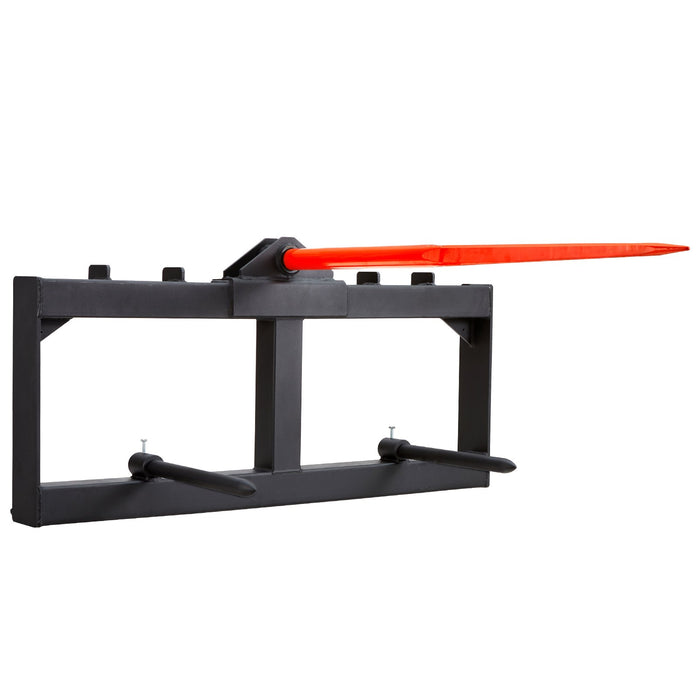 VEVOR 49" Hay Spear, Bale Spears 726kg Loading Capacity, Skid Steer Loader Tractor Attachment with 2pcs 17.5" Stabilizer Spears, Quick Attach Spike Forks