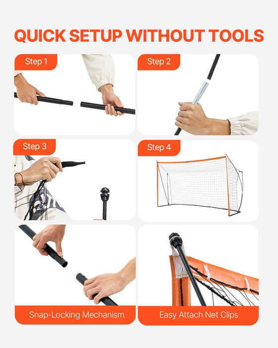 Portable Soccer Goal, 12x6 ft Adults Kids Backyard Soccer Net, Large Practice Soccer Net, Steel Fiberglass Structure Training Goal Set, All-Weather Outdoor Soccer Goals with Carry Bag, Orange