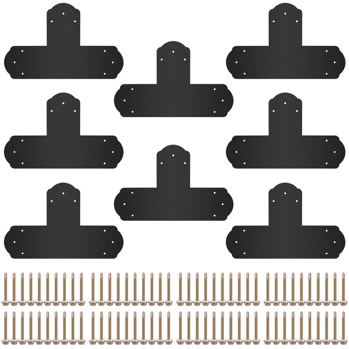 VEVOR Black T Mending Plate T-shape 8 PCs 6" Flat Connector Post to Beam Bracket