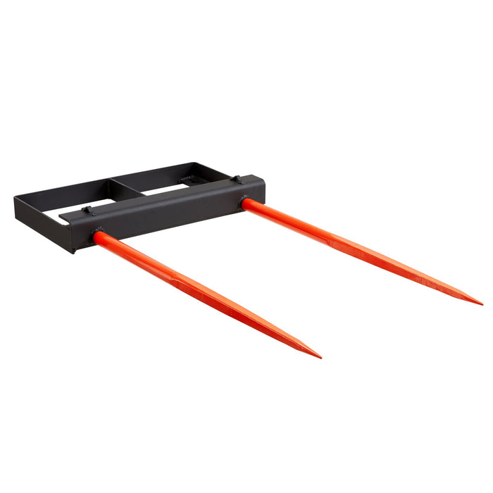 VEVOR 49" Hay Spear, Bale Spears 1360kg Loading Capacity, Skid Steer Loader Tractor Bucket Attachment with 2pcs 17.5" Stabilizer Spears and 60" Chain, Quick Attach Spike Forks