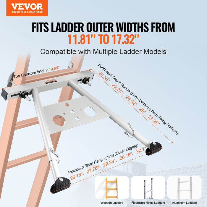 VEVOR Ladder Stabilizer, Adjustable Feet Extension Ladder Standoff, Heavy Duty Wall Ladder Accessories for Roof Gutter, Easy to Use & Wide Adaptability & Anti-slip Rubber Feet, 330 lbs Weight Rating
