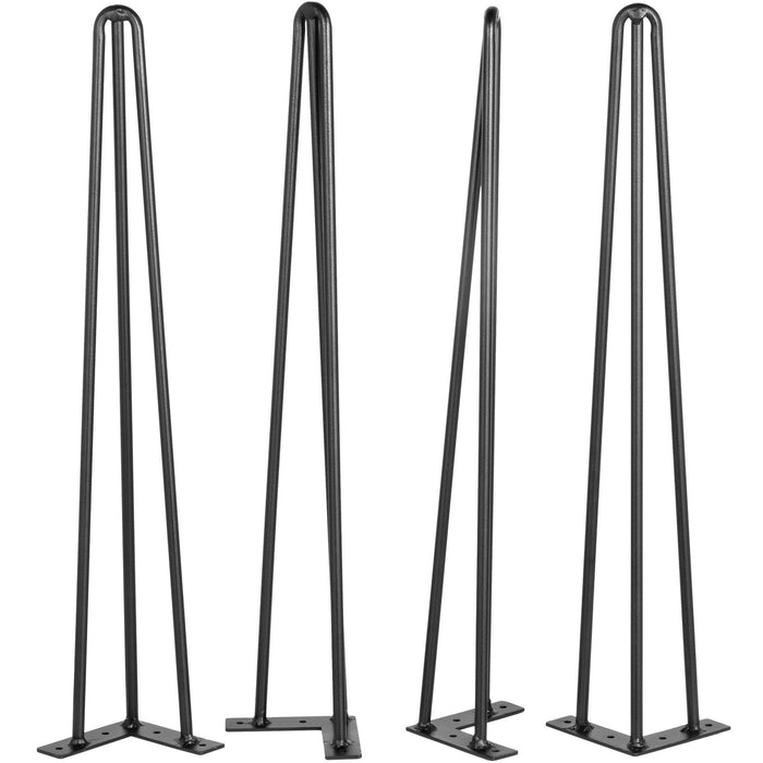 VEVOR Hairpin Table Legs 24 inch Black Set of 4 Desk Legs Each 220lbs Capacity Hairpin Desk Legs 3 Rods for Bench Desk Dining End Table Chairs Carbon Steel DIY Table Legs Heavy Duty Furniture Legs