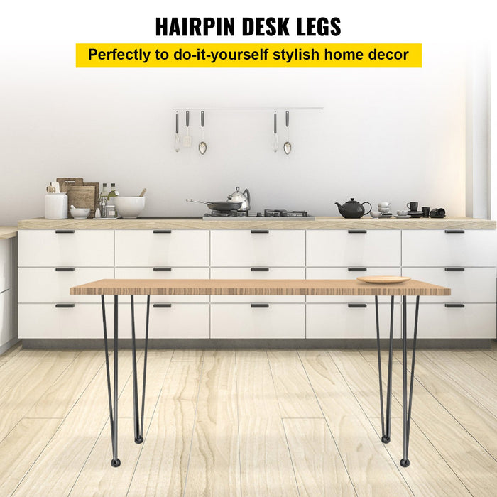 VEVOR Hairpin Table Legs 24 inch Black Set of 4 Desk Legs Each 220lbs Capacity Hairpin Desk Legs 3 Rods for Bench Desk Dining End Table Chairs Carbon Steel DIY Table Legs Heavy Duty Furniture Legs