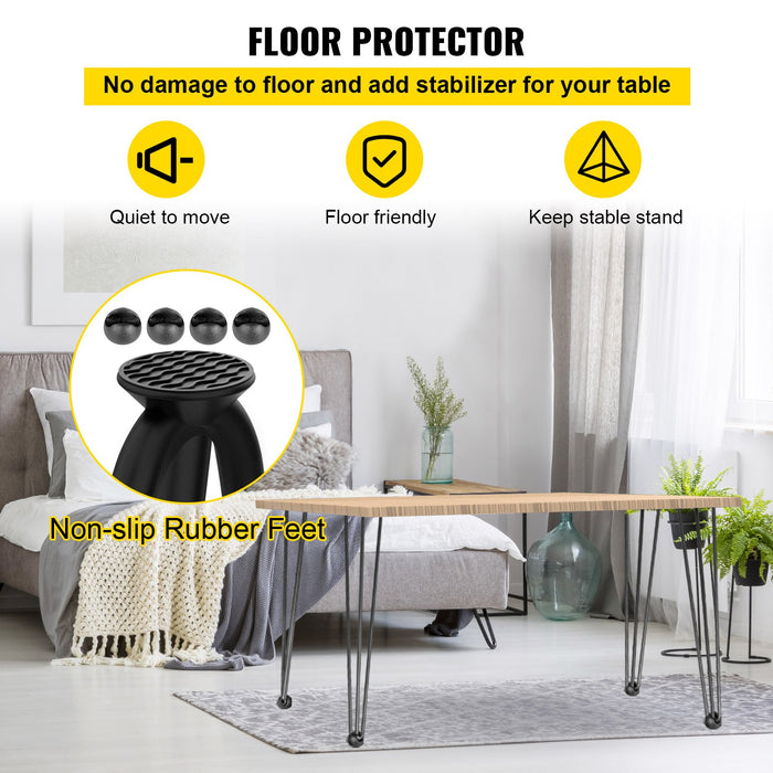 VEVOR Hairpin Table Legs 24 inch Black Set of 4 Desk Legs Each 220lbs Capacity Hairpin Desk Legs 3 Rods for Bench Desk Dining End Table Chairs Carbon Steel DIY Table Legs Heavy Duty Furniture Legs