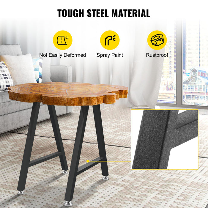 VEVOR Metal Table Legs 28 x 17.7 inch A-Shaped Desk Legs Set of 2 Heavy Duty Bench Legs with Polyurethane Coating, Furniture Legs with Floor Protectors, Wrought Iron Coffee Table Legs for Home DIY Bla