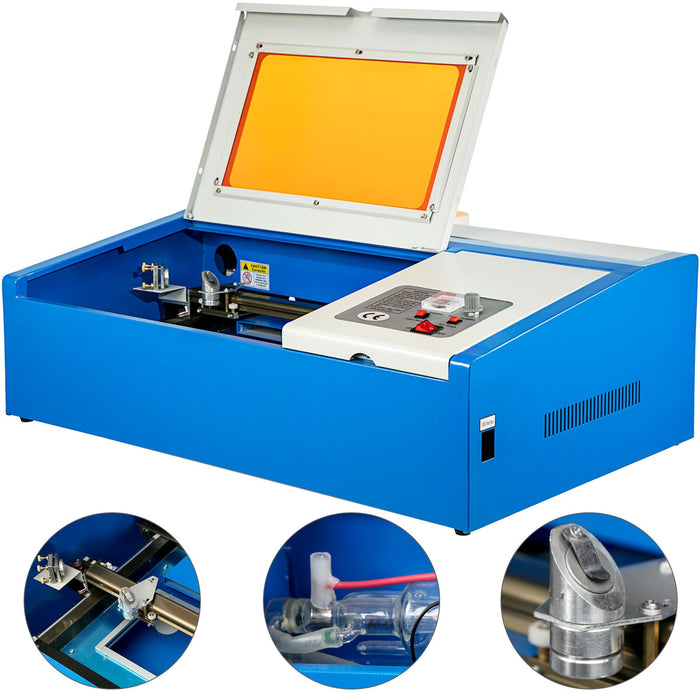 VEVOR 40W Co2 Laser 12\" x 8\" USB Port Laser Engraving Machine Air Exhaust Fan Laser Cutter High Precise Stepping Motor (40W CO2 Laser)