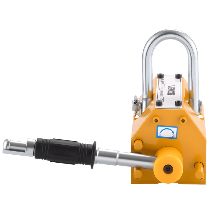 VEVOR Permanent Magnetic Lifter, 400 kg Pulling Capacity, Heavy Duty N42 Neodymium Lifting Magnet with Release Handle and Steel Hook, Used in Shop Crane and Hoist, for Lifting Plate Steel, Board