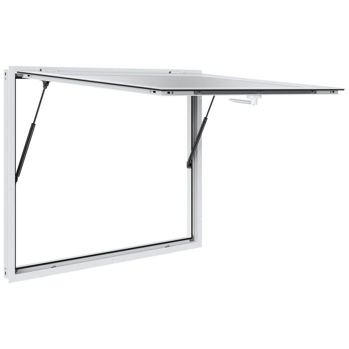 Concession Window for Food Truck, 48"x36" Aluminum Alloy Food Truck Service Window, Up to 85 Degrees Stand Serving Window with Awning Door & Drag Hook,  for Food Trucks Concession Trailers