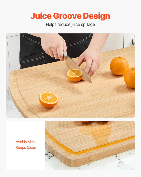 VEVOR Noodle Board Stove Cover, Stove Top Cover Board for Gas Burner & Electric Stove, Bamboo Wood Cutting Board with Juice Grooves, RV Stovetop/ Kitchen Sink Cover for Counter Space & Tray, Natural