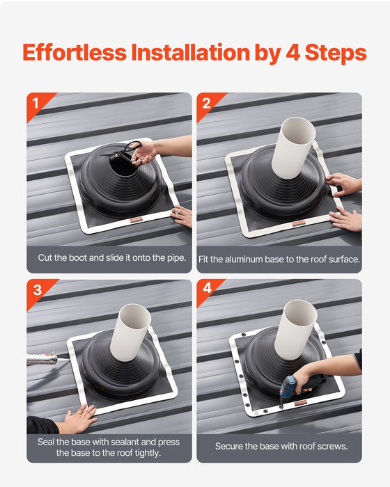 VEVOR 2 Pcs Metal Roof Pipe Flashing Boots Fit 170-355 mm Pipe High Temp EDPM