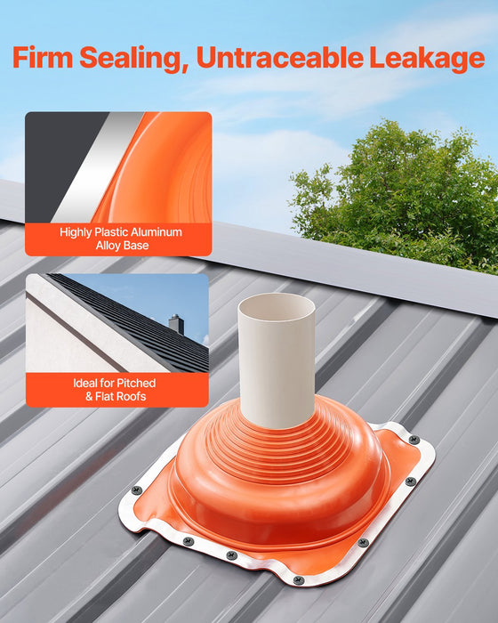 VEVOR 2 Pcs Metal Roof Pipe Flashing Boot Fit 160-300 mm Pipe High Temp Silicone