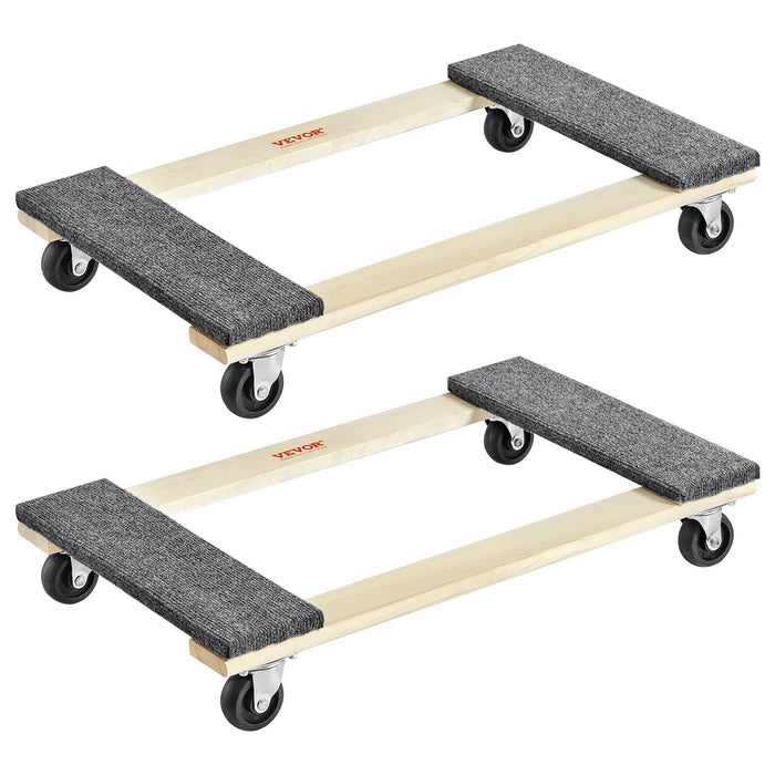 Furniture Dolly, 454kg Each Load Capacity, 2 Packs, 457.2x762mm, 8x76mm PP Swivel Casters, Heavy Duty Hardwood Furniture Moving Dolly, Mover's Dolly, Moving Cart with Wheels for Heavy Furniture