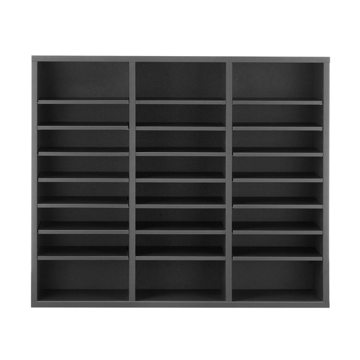 Literature Organizer, 24 Compartments Office Mailbox with Adjustable Shelves, Wooden Mailbox Sorter Medium Density Fiberboard Office Home Classroom Storage for Files, Documents, Papers, Grey