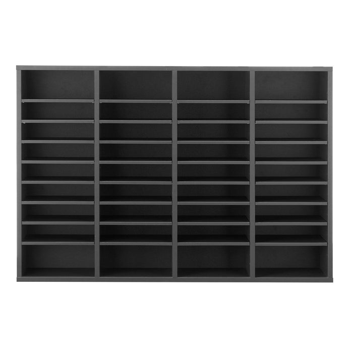 Literature Organizer, 36 Compartments Office Mailbox with Adjustable Shelves, Wooden Mailbox Sorter Medium Density Fiberboard Office Home Classroom Storage for Files, Documents, Papers, Grey