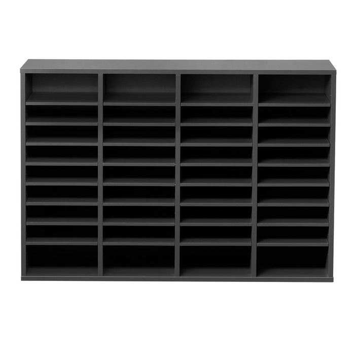Literature Organizer, 36 Compartments Office Mailbox with Adjustable Shelves, Wooden Mailbox Sorter Medium Density Fiberboard Office Home Classroom Storage for Files, Documents, Papers, Grey