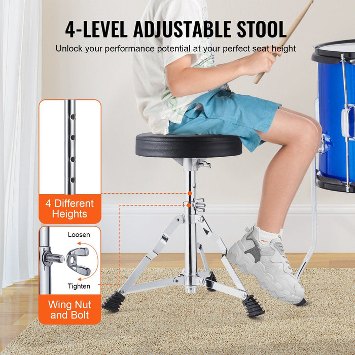 Kids Drum Set, 5-Piece, 406.4 mm Beginner Full Drum Set with Bass Toms Snare Floor Drum Adjustable Throne Cymbal Hi-Hat Pedal and Two Pairs of Drumsticks, Starter Drum Kit for Child Kids, Blue