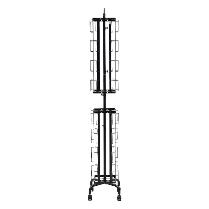 Greeting Cards Display Rack, 32 Pockets Rotating Postcard Brochure Display Stand, 360° Spinning Card Display Rack with Sign Holder & 4 Wheels (2 Lockable) for Exhibitions Office Trade Show