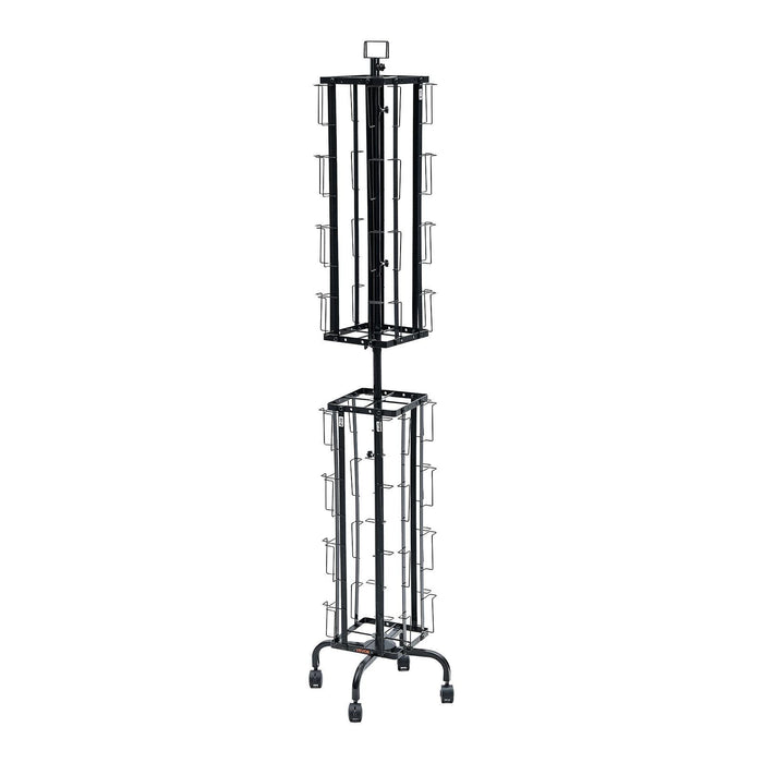 Greeting Cards Display Rack, 32 Pockets Rotating Postcard Brochure Display Stand, 360° Spinning Card Display Rack with Sign Holder & 4 Wheels (2 Lockable) for Exhibitions Office Trade Show