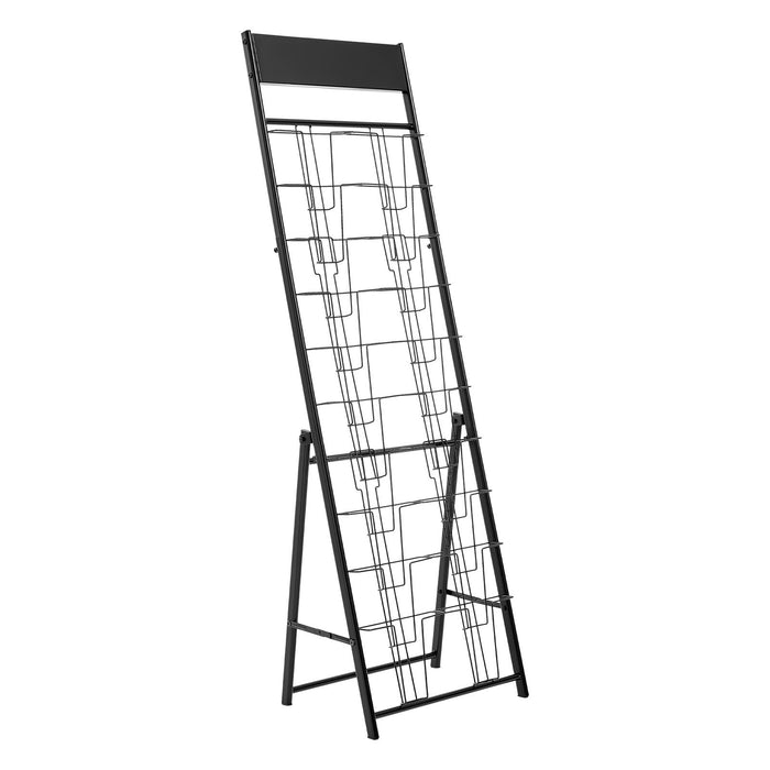 VEVOR Brochure Display Rack, 20 Pockets Magazine Literature Display Stand, Portable Floor Standing Magazine Rack, Metal Newspaper Catalog Holders for Shop, Exhibitions, Office, Trade Show, Black