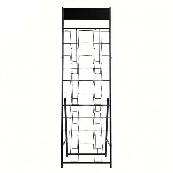 VEVOR Brochure Display Rack, 20 Pockets Magazine Literature Display Stand, Portable Floor Standing Magazine Rack, Metal Newspaper Catalog Holders for Shop, Exhibitions, Office, Trade Show, Black