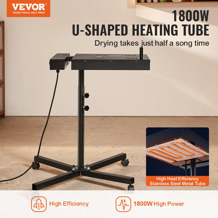 VEVOR Flash Dryer, 16 x 16 inch Flash Dryer for Screen Printing, 0-750â„?Temperature Control, High Power Silk Screen Printing Dryer with Height Adjustable Stand, 360° Rotation, T-Shirt Curing Machine