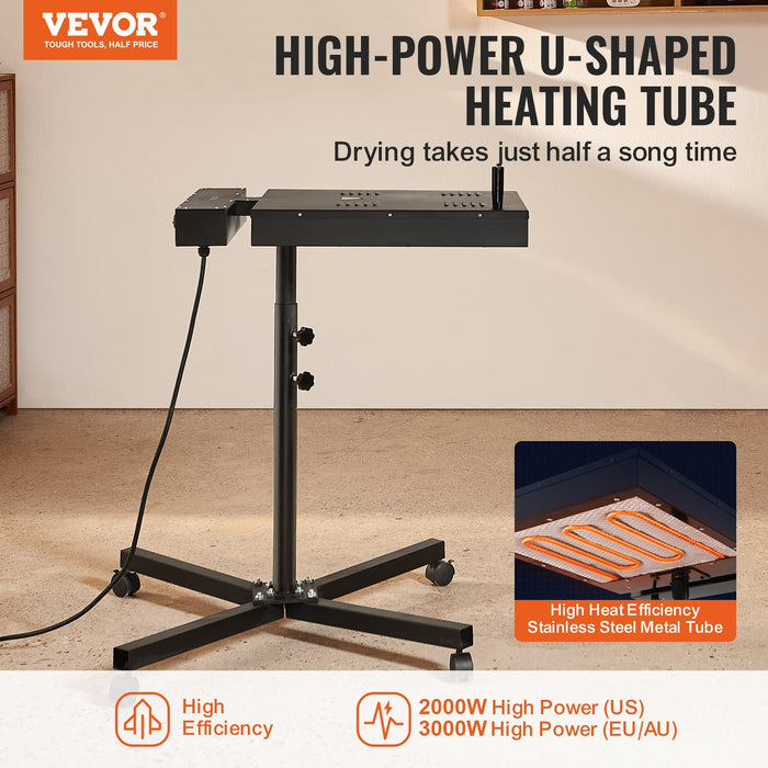 VEVOR Flash Dryer, 18 x 18 inch Flash Dryer for Screen Printing, 0-750â„?Temperature Control, High Power Silk Screen Printing Dryer with Height Adjustable Stand, 360° Rotation, T-Shirt Curing Machine