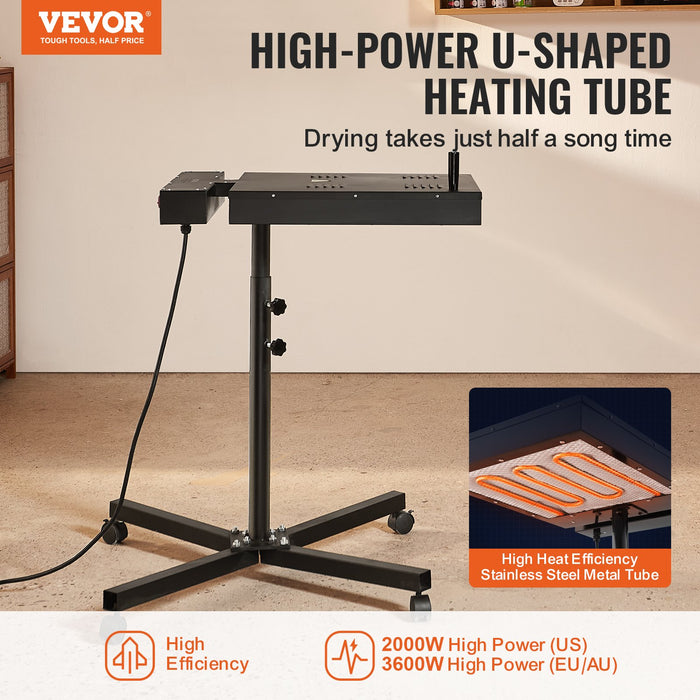 VEVOR Flash Dryer, 18 x 25 inch Flash Dryer for Screen Printing, 0-750â„?Temperature Control, High Power Silk Screen Printing Dryer with Height Adjustable Stand, 360° Rotation, T-Shirt Curing Machine