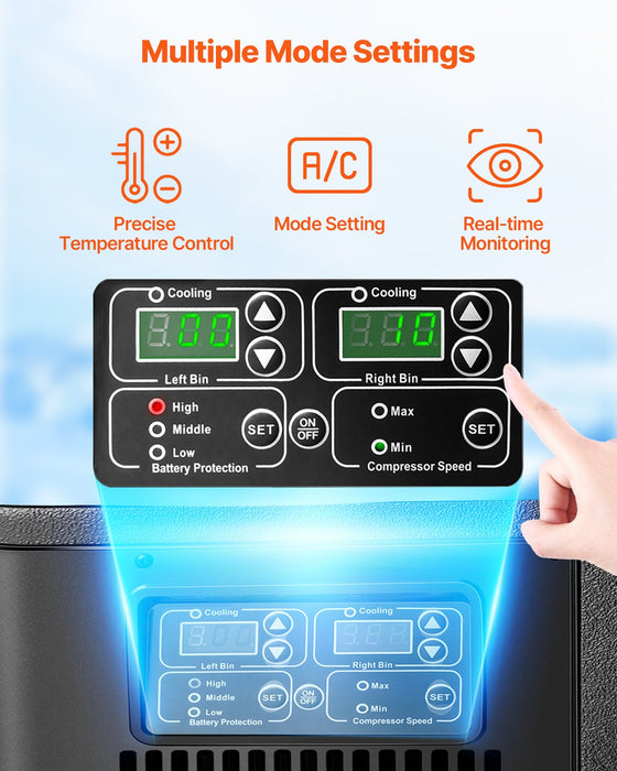 VEVOR Portable Car Refrigerator Freezer Compressor 35L Dual Zone for Car Home