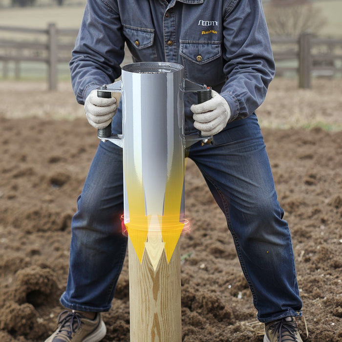 Fence Post Driver, Heavy Duty T Post Driver with Handles, Metal Manual Pounder Rammer for U-Channel,Wooden Fence, Fits T-Posts with Inner Diameter up to 6.1in,Ideal for Farm, Garden, Yard