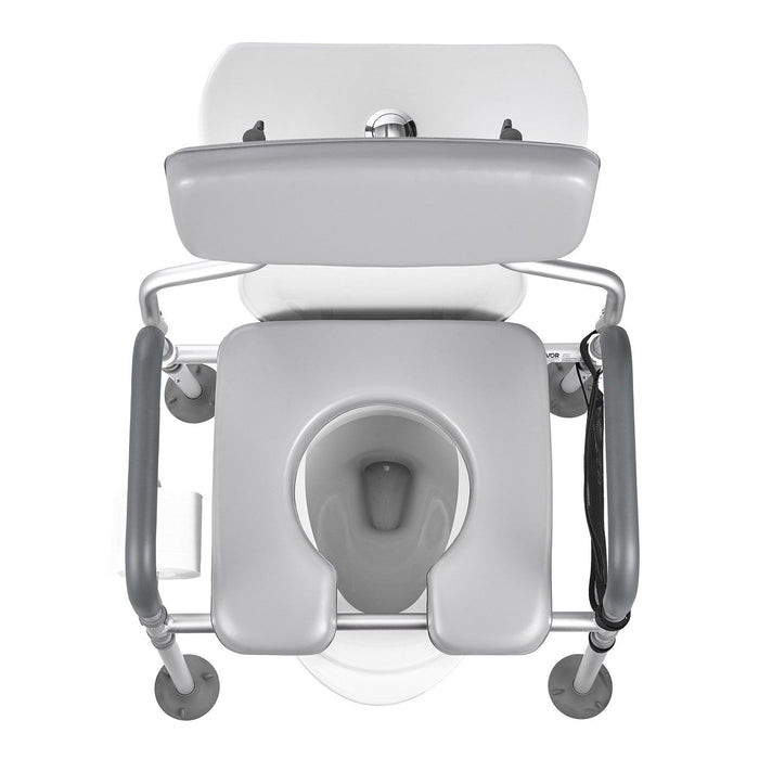 Bedside Commode Chair, 227 kg Capacity, 4-in-1 Portable Toilet and Raised Toilet Seat with Padded Seat & Backrest, Detachable 5L Bucket, Adjustable Height & Width Adult Potty Chair for Seniors