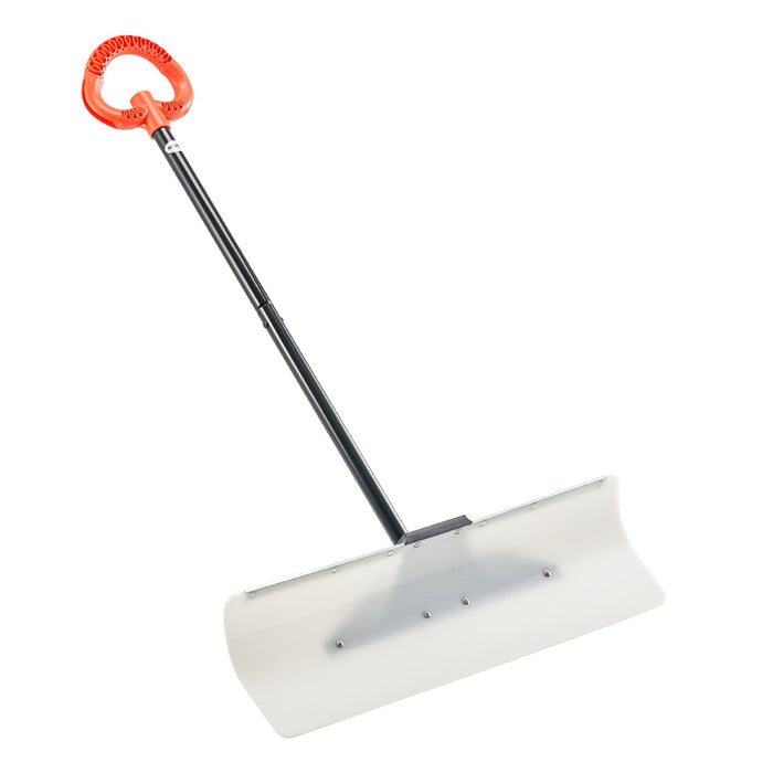 VEVOR Snow Pusher Shovel, 76.2 cm Outdoor Snowplow Shovel with Ergonomic Grip, HDPE Plastic Blade, Winter Shovels with Segmented Handle, Metal Edged Strip, Portable Snow Removal Tool for Driveway