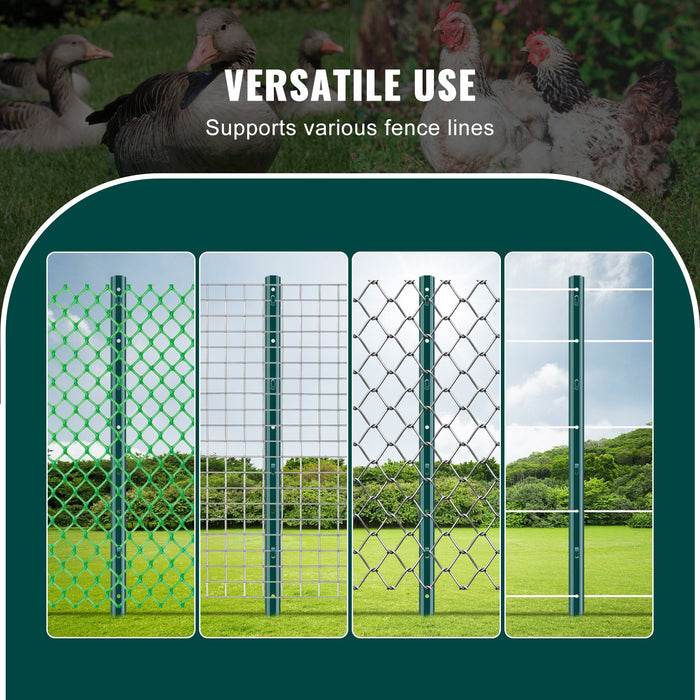 VEVOR 3 Feet Fence Post, 10 Pack U-Channel Heavy Duty Metal Fence Posts, Sturdy Steel Fence Stakes for Garden Yard, Lawn, Farms and Outdoor Wire Fencing, Green