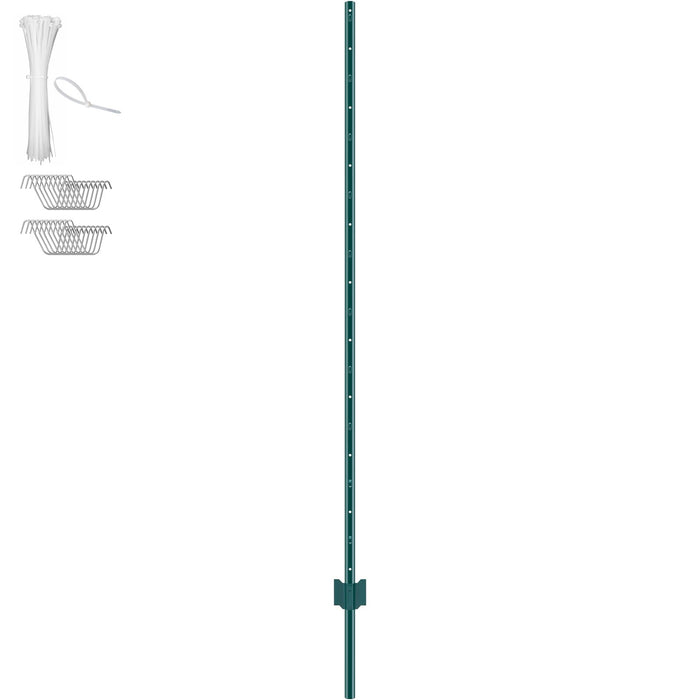 VEVOR 6 Feet Fence Post 6 Pack T-Post Heavy Duty Metal Fence Posts Green