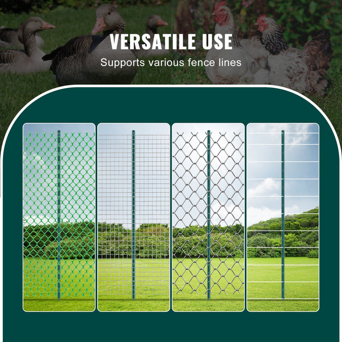 6 Feet Fence Post, 10 Pack U-Channel Heavy Duty Metal Fence Posts, Sturdy Steel Fence Stakes for Garden Yard, Lawn, Farms and Outdoor Wire Fencing, Green