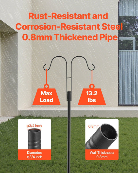 Double Shepherds Hooks for Outdoor, 8 Pack 2730 mm Heavy Duty Bird Feeder Pole, 19 mm Thick Garden Hooks for Hanging Hummingbird Feeder, Plant Baskets, Solar Light Lanterns,Wind Chimes