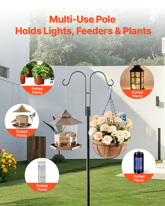 Double Shepherds Hooks for Outdoor, 8 Pack 2730 mm Heavy Duty Bird Feeder Pole, 19 mm Thick Garden Hooks for Hanging Hummingbird Feeder, Plant Baskets, Solar Light Lanterns,Wind Chimes