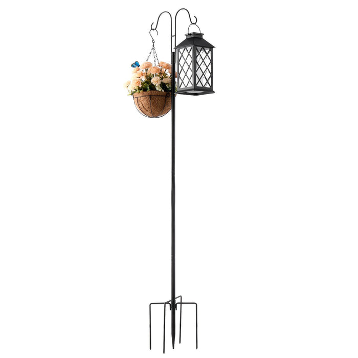 Double Shepherds Hooks for Outdoor, 8 Pack 1560 mm Heavy Duty Bird Feeder Pole, 19 mm Thick Garden Hooks for Hanging Hummingbird Feeder, Plant Baskets, Solar Light Lanterns,Wind Chimes