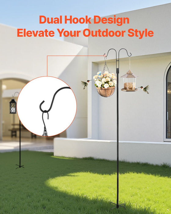 Double Shepherds Hooks for Outdoor, 8 Pack 1950 mm Heavy Duty Bird Feeder Pole, 19 mm Thick Garden Hooks for Hanging Hummingbird Feeder, Plant Baskets, Solar Light Lanterns,Wind Chimes