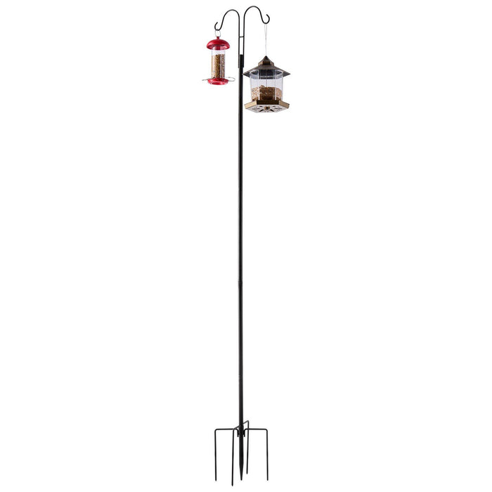 Double Shepherds Hooks for Outdoor, 8 Pack 1950 mm Heavy Duty Bird Feeder Pole, 19 mm Thick Garden Hooks for Hanging Hummingbird Feeder, Plant Baskets, Solar Light Lanterns,Wind Chimes
