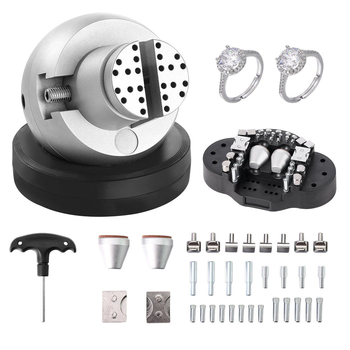 Ball Vise, 5" Engraving Setting Tool, 360° Rotation Engraving Block Vise, 35 PCS Attachment Jewelry Engraving Block Tools Standard Block for Gemstone Inlay and Small-Scale Engraving