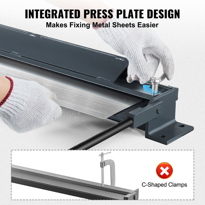 VEVOR Box and Pan Brake, 1220 mm ± 15 mm, 0-130 Degrees Sheet Metal Bending Brake, Portable Mini Metal Bender with 20 Gauge Low Carbon Steel 14 Gauge Aluminum Capacity Power Handle, for Metal Bending