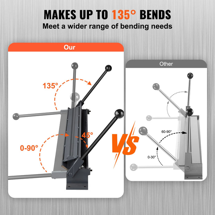 VEVOR Box and Pan Brake, 1220 mm ± 15 mm, 0-130 Degrees Sheet Metal Bending Brake, Portable Mini Metal Bender with 20 Gauge Low Carbon Steel 14 Gauge Aluminum Capacity Power Handle, for Metal Bending